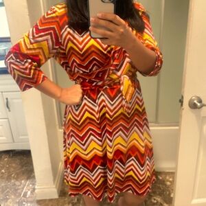 Colorful Chevron wrap dress great zig zag pattern slimming Jersey Wrap Dress